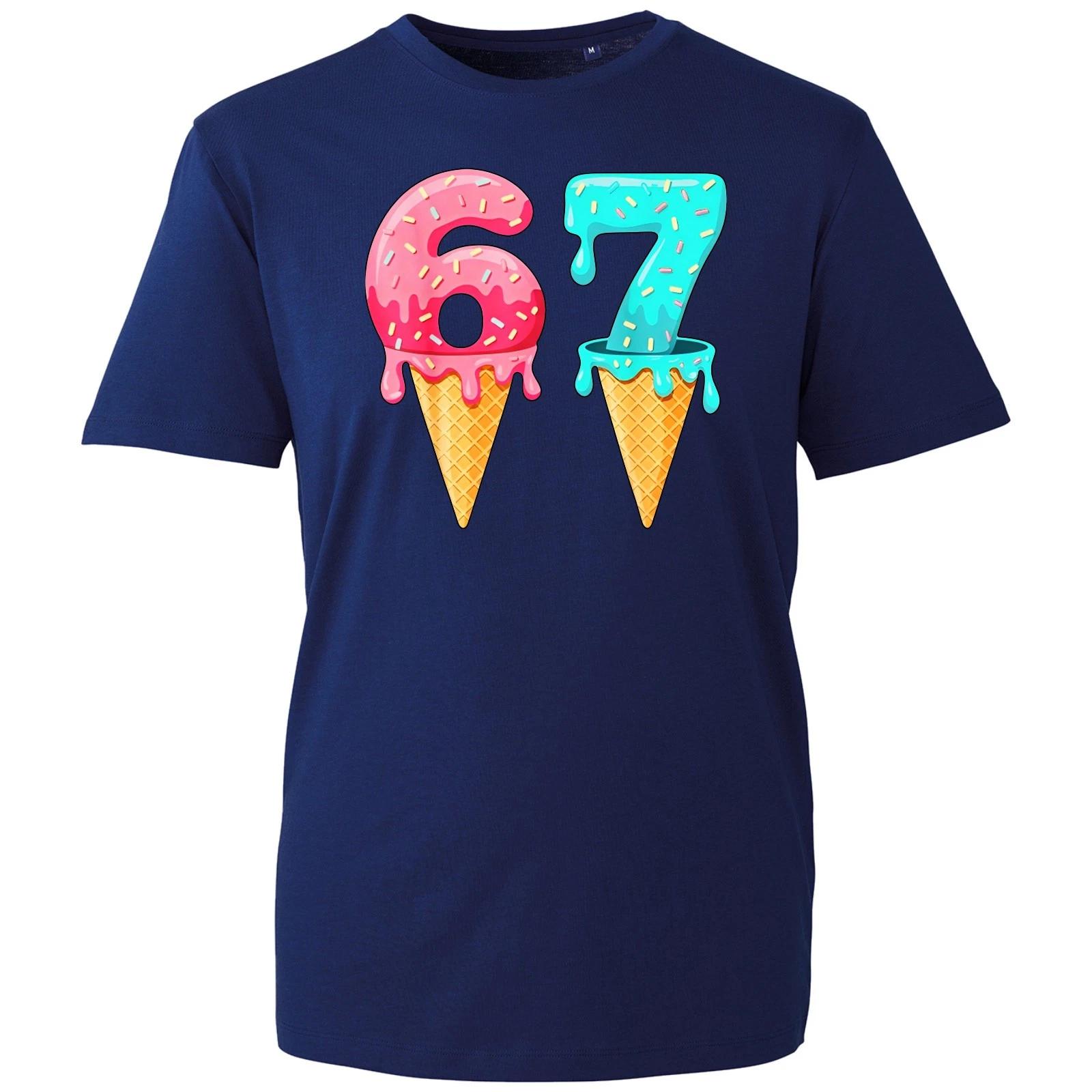 Six Seven Ice Cream Drip Cool Meme 67 Funny Number Meme Quote Unisex T-Shirt 3XL