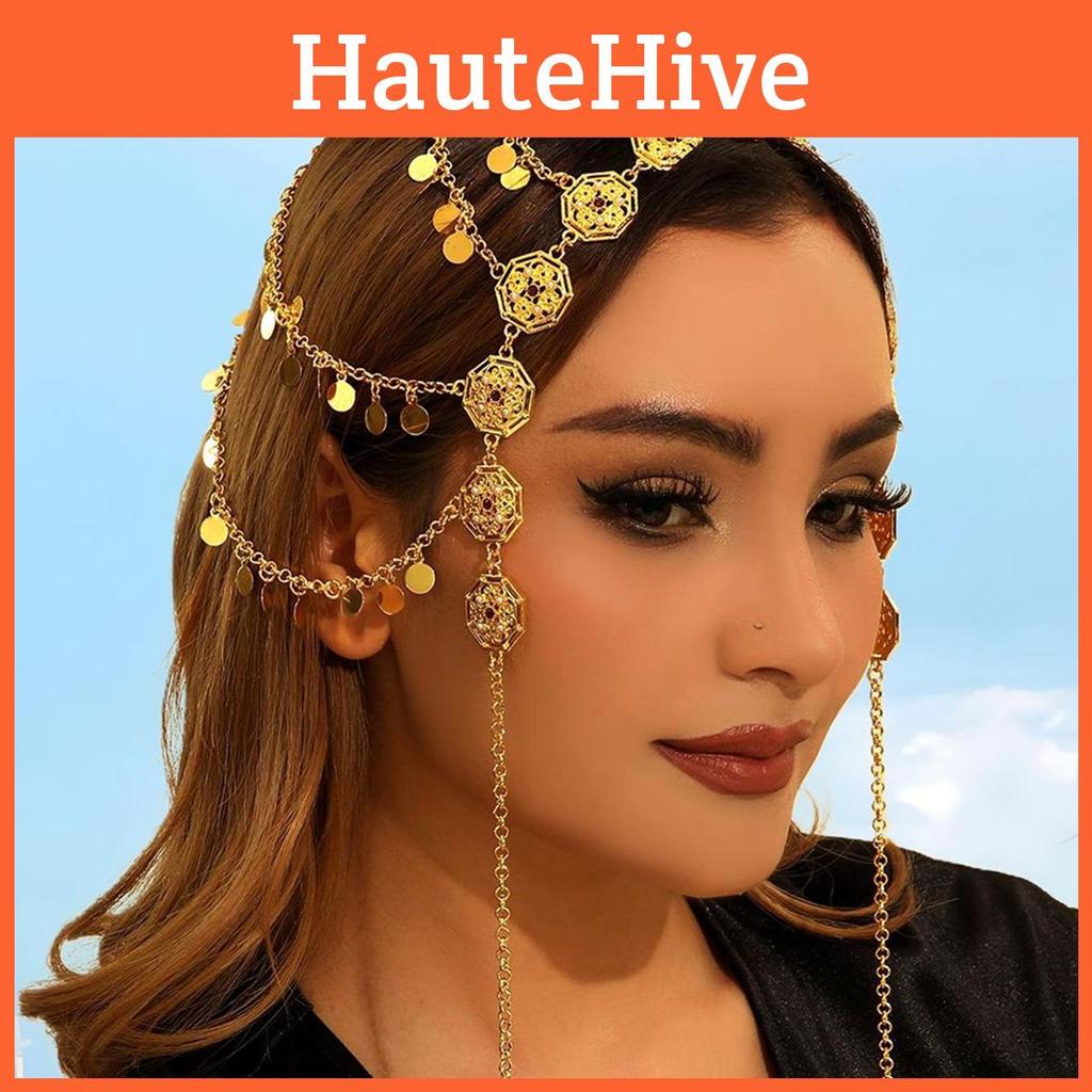Inspired Middle Eastern Head Chain With Multilayer Circles For Women Occasion