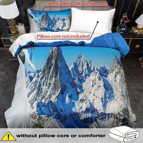 Comforter Snow Mountain Snow Mountain Background Skiing Theme Suitable For Children Kids Adults Warm Breathable