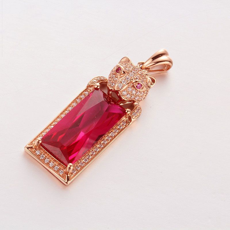 Изысканный Русский Пурпурно-Золотой Циркон Голова Лисы Красный Камень Кулон Темперамент Корейская Версия Позолоченная Цепочка на Ключицу