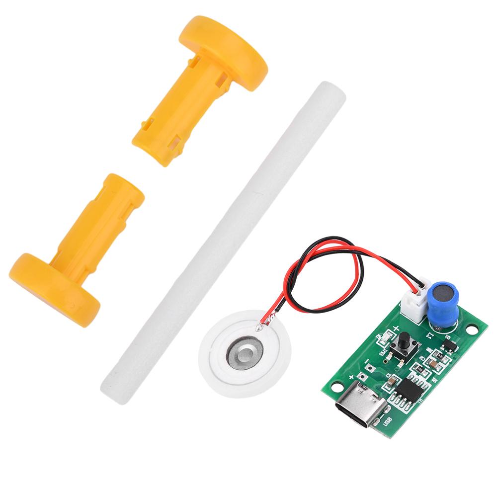 DC 5V Humidifier Module Ultrasonic Atomizing Spray Accessories DIY Humidification Kit Yellow/Black Bracket Type-C