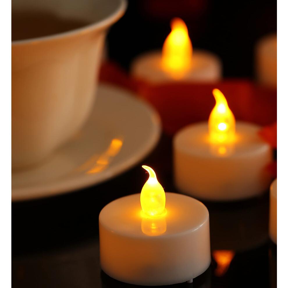 100 Pack Realistic and Bright Flickering Battery Operated Flameless LED Tea Lights Candles, Tealights Electric Fake Candles for Halloween Christmas W