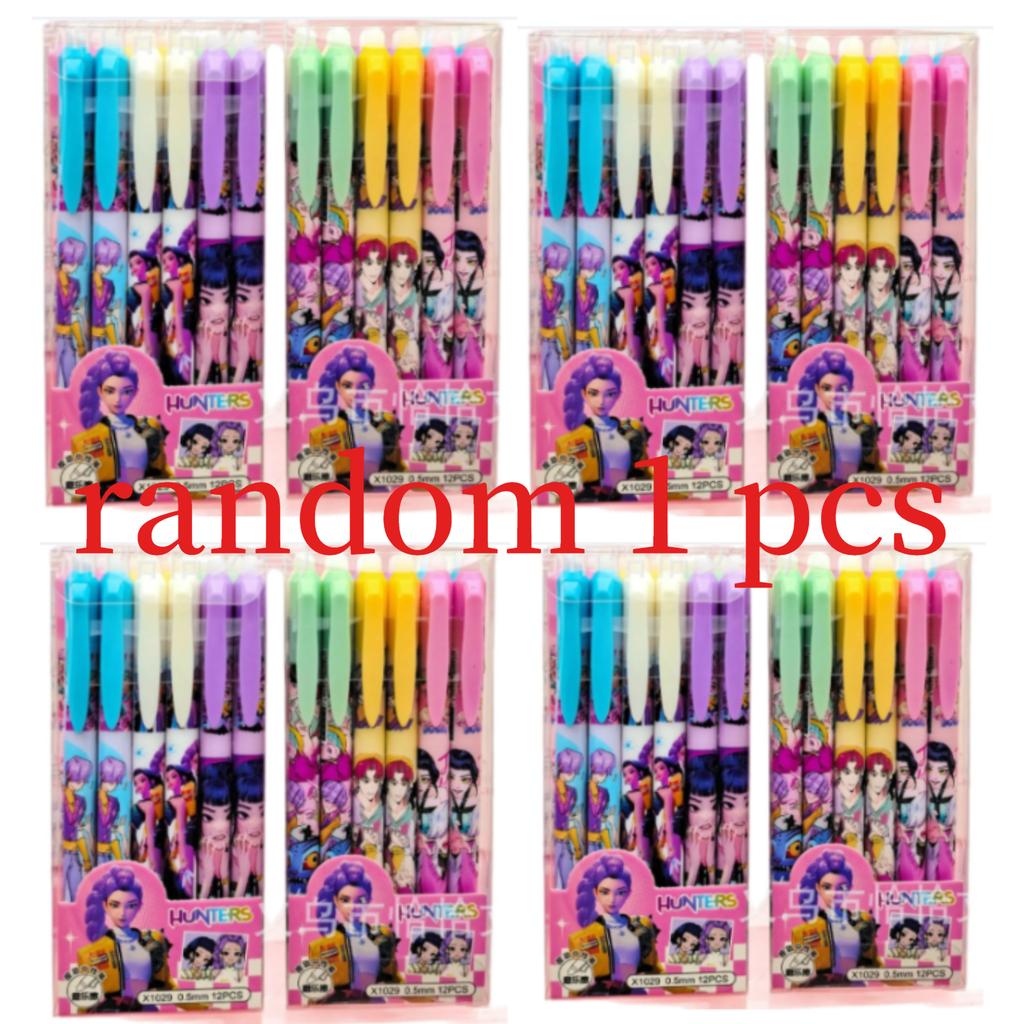 Kpop Demon Hunters Erasable Gel Pen 0.5mm Black Ink Retractable Refillable Friction Pen Smooth Writing School Office Stationery