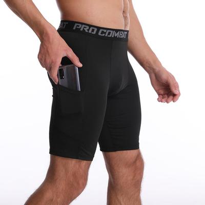 Running Fitness Compression Shorts with Pockets, Sweat-Wicking, Quick-Drying, and Stretchy