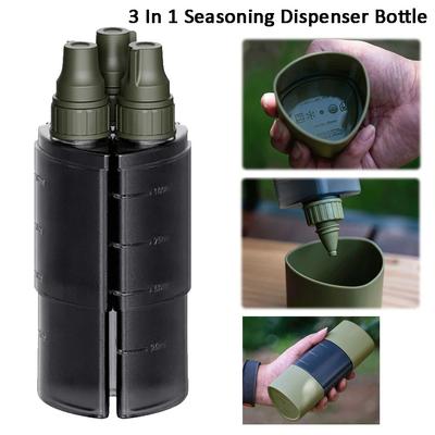 3 In 1 100ml Outdoor Camping Seasoning Dispenser Food Grade Plastic Leak-proof BBQ Picnic Condiment Oil Squeeze Bottle.