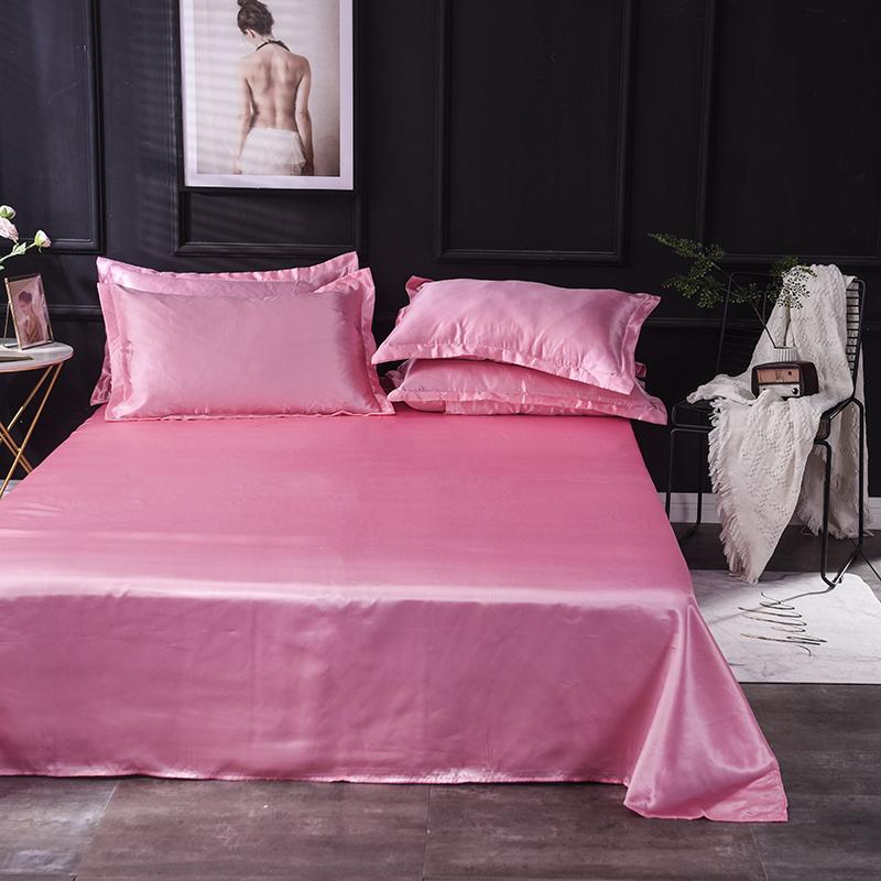 1pc Flat Bed Sheet Silky Bedsheets Solid Color Bed Linen Smooth Flat Sheets Sabanas Para Cama Home Textile Bed Sheets