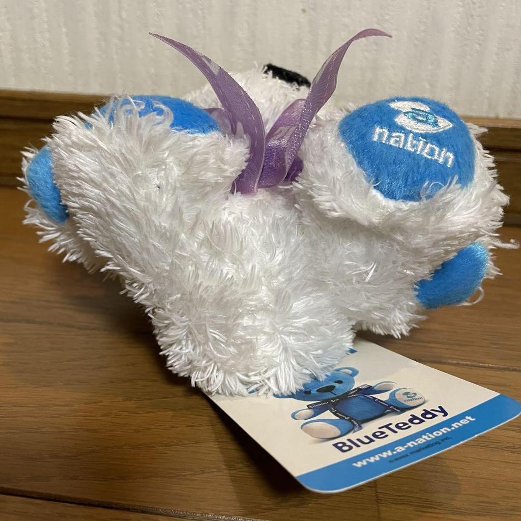 [USED] a-nation Blue Teddy Bear, Stuffed Animal, White