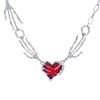 Sweet and Cool Ghost Claws Splicing Red Love Necklace Niche Design Exaggerated Punk Style Collarbone Chain Necklace