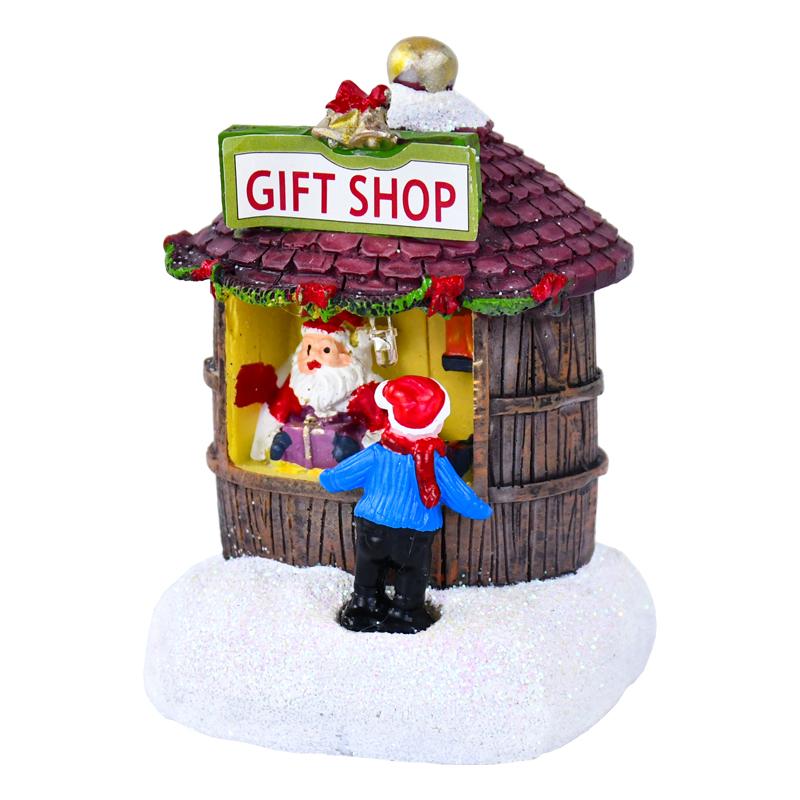 Christmas Gift Resin LED Santa Claus House Ornament 2025 New Year Desktop Home Decoration Xmas Glowing Cabin Landscape Crafts