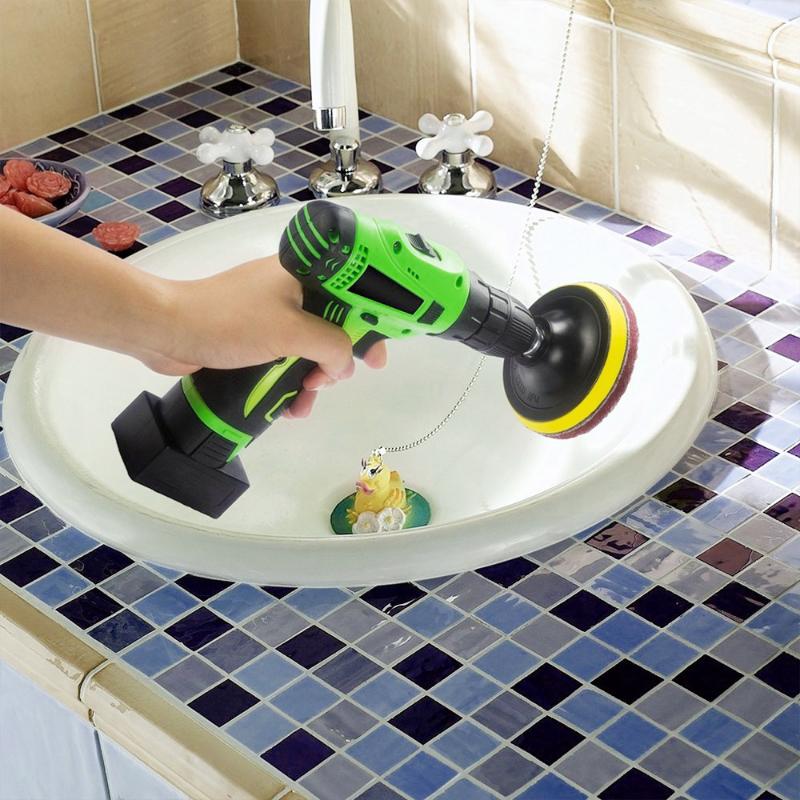 6PCS 4 Inch Drill Power Brush Tile Scrubber Scouring Pads Cleaning Kit Household Cleaning Tool for Bathroom Floor Tub Polishing Pad