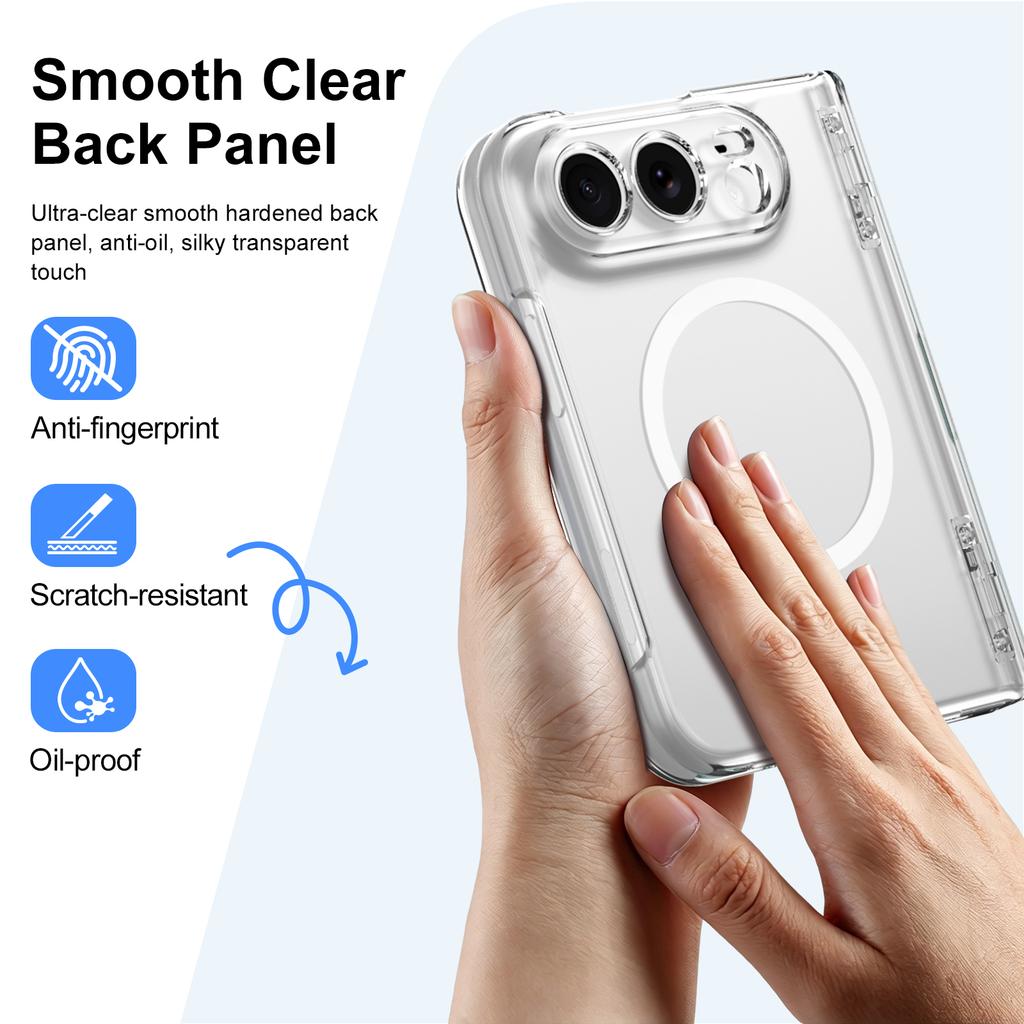 For Magsafe For iPhone Duo Case Transparent Magnetic Wireless Charging Hinge With Tempered Film Shockproof Back Case Accessories