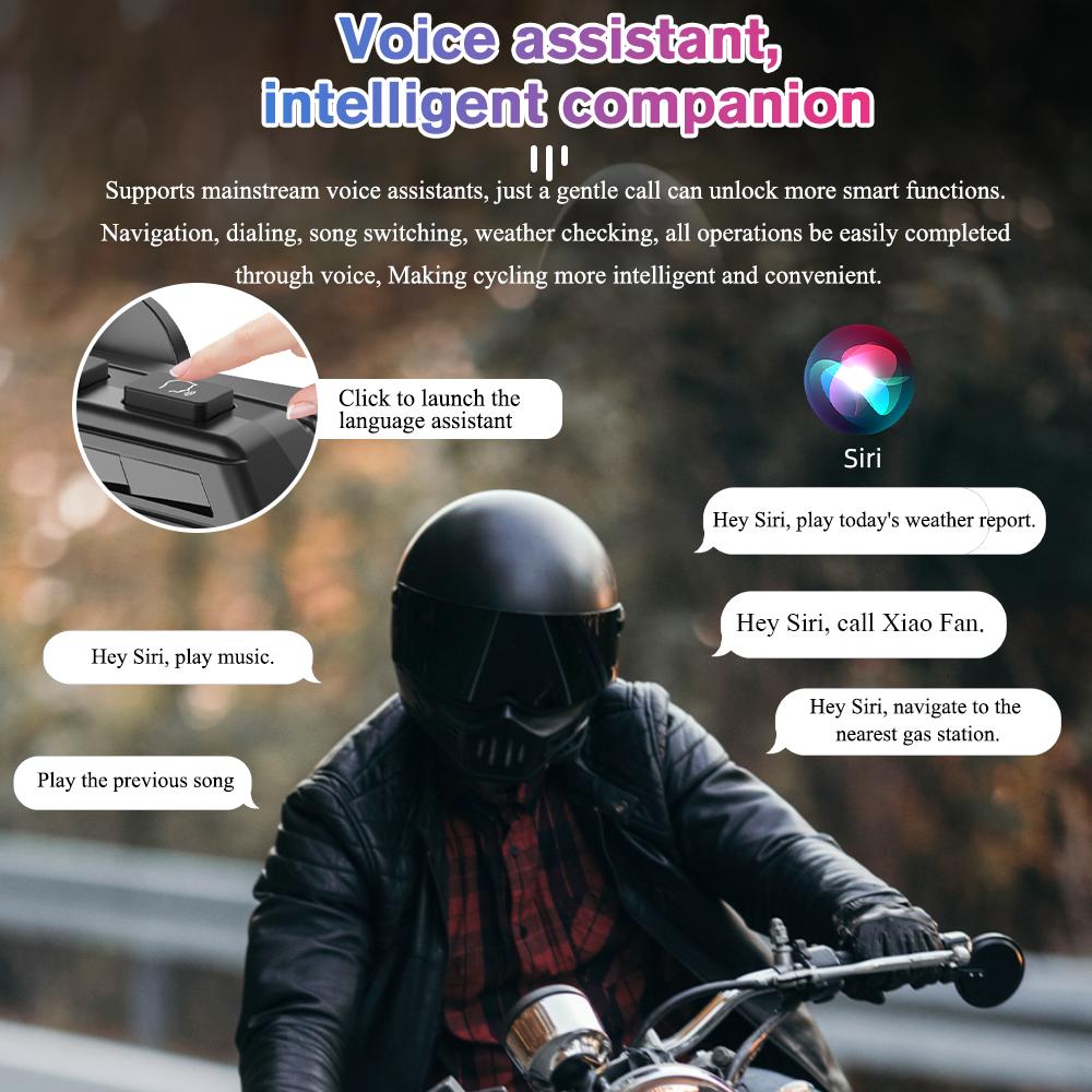 Motorcycle Helmet Headset BT 5.4 Stereo Bluetooth Earphone Wireless Handsfree Waterproof with Ambient light For Motorbike Rider