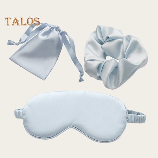 Imitated Silk Eye Cover Set Memory Foam Eye Masque 3-Piece Cloth Bag Hair Rings Storage Bag Breathable Comfortable Hypoallergenic Sleeping Shield Eye