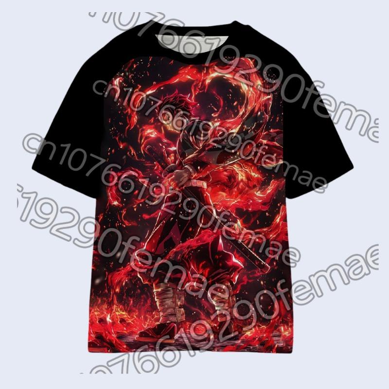 

New Spring Summer Arrival Demon Slayer Mugen Train Theme T-Shirt, Round Neck Short Sleeve, 110