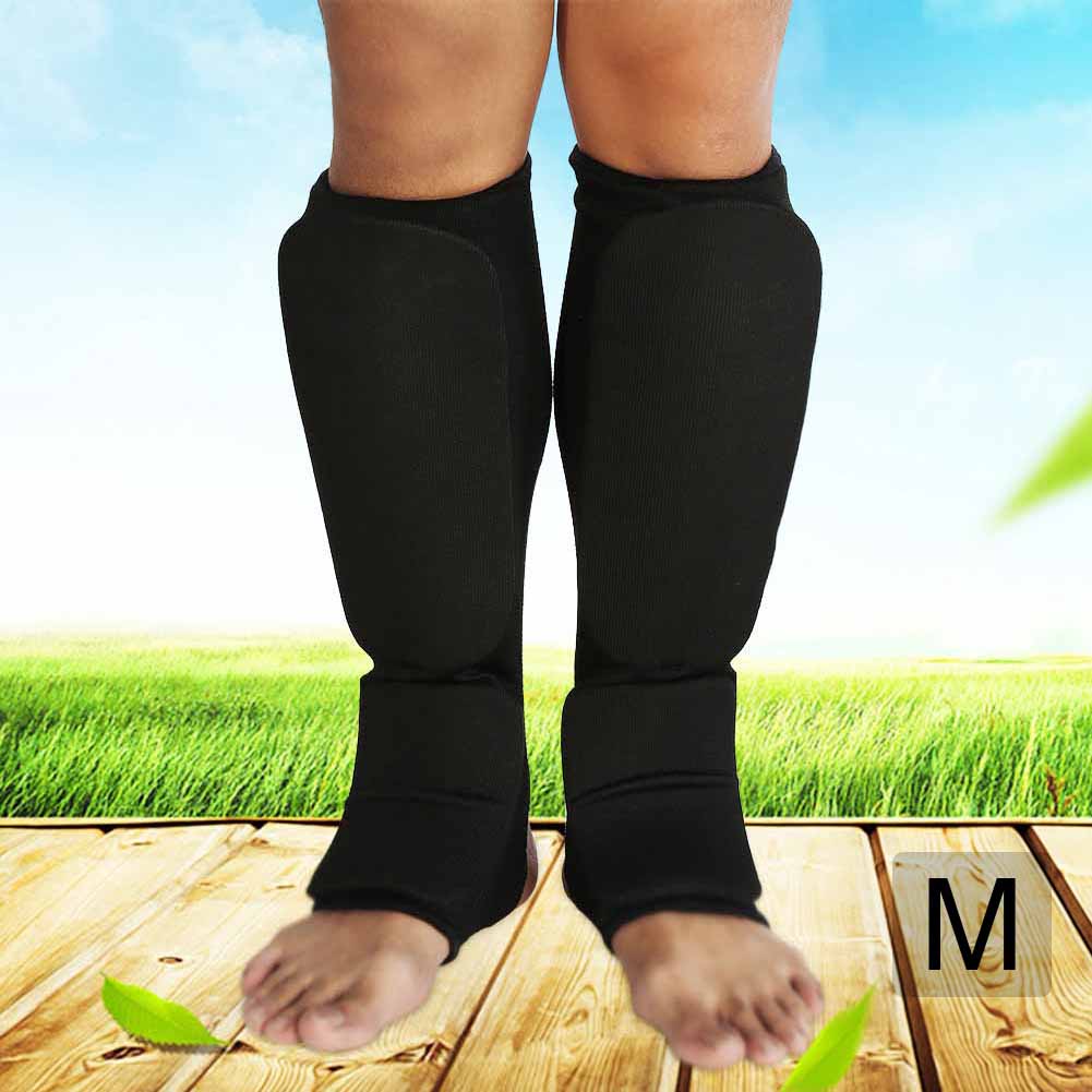 Atmungsaktiver Bein-Knöchelschutz Anti-Rutsch-Schutzpolster für Boxen Kickboxen (Schwarz M)