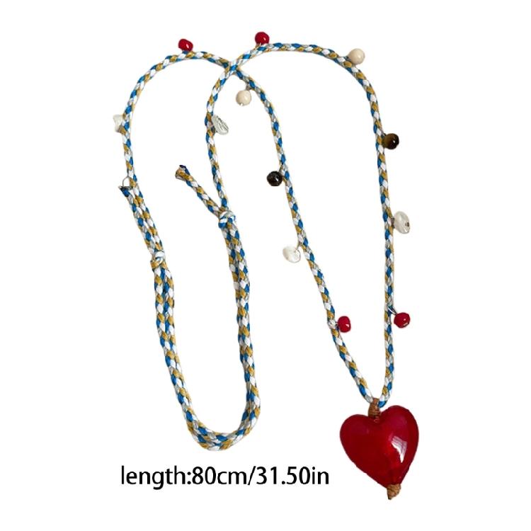 Collana con Ciondolo a Forma di Cuore Elegante Semplice Cavo Regolabile Fascino in Resina Collana a Coulisse Catena per la Clavicola Per Uso Quotidiano