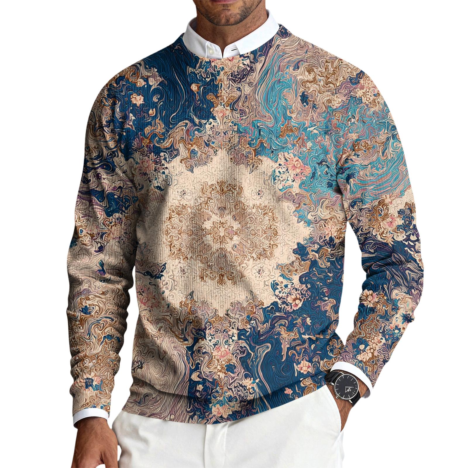 

Мужской пуловер с круглым вырезом, длинными рукавами и рубчатой вязкой XXXXL