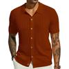 Men's Summer Cool Knit Short Sleeve Collared Shirt - Solid Color, Breathable, Hollow Out Design