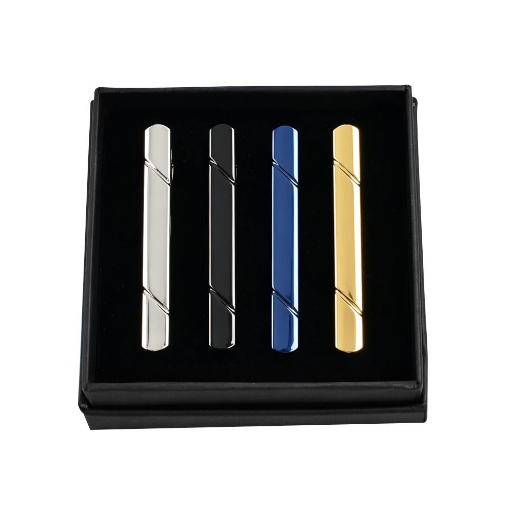 Men's Striped Electrophoretic Copper Tie Clip for Business Attire