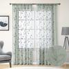 2PCS Semi-Transparent Embroidered Leaf Window Thin Curtain Through-shaft Type Soft Window Sheer Washable Modern Style