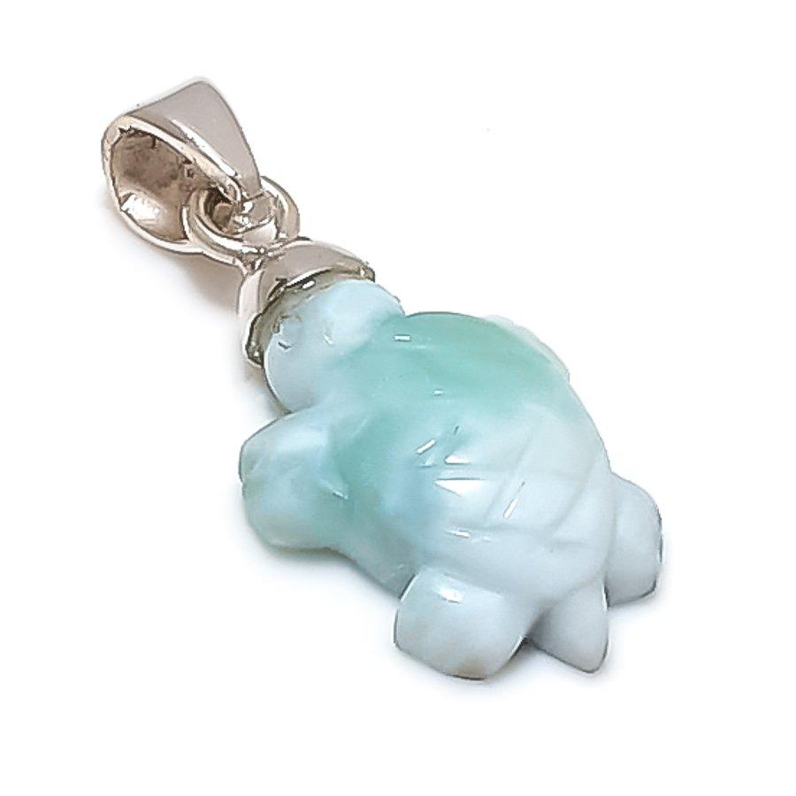 

Natural Larimar Gemstone Handmade 925 Sterling Silver Jewelry Pendant 1.06 q4M26