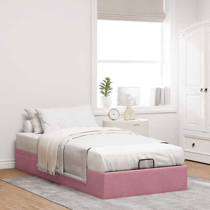 VidaXL Ottoman Bed Frames Without Mattress Pink 90x190 Cm Velvet, Bed Frame, Ottoman Bed Frame, Bed Frame with 3310936