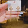 Light luxury high-end sense gold long fringed temperament earrings fashionable atmosphere versatile stud earrings personalized daily earrings