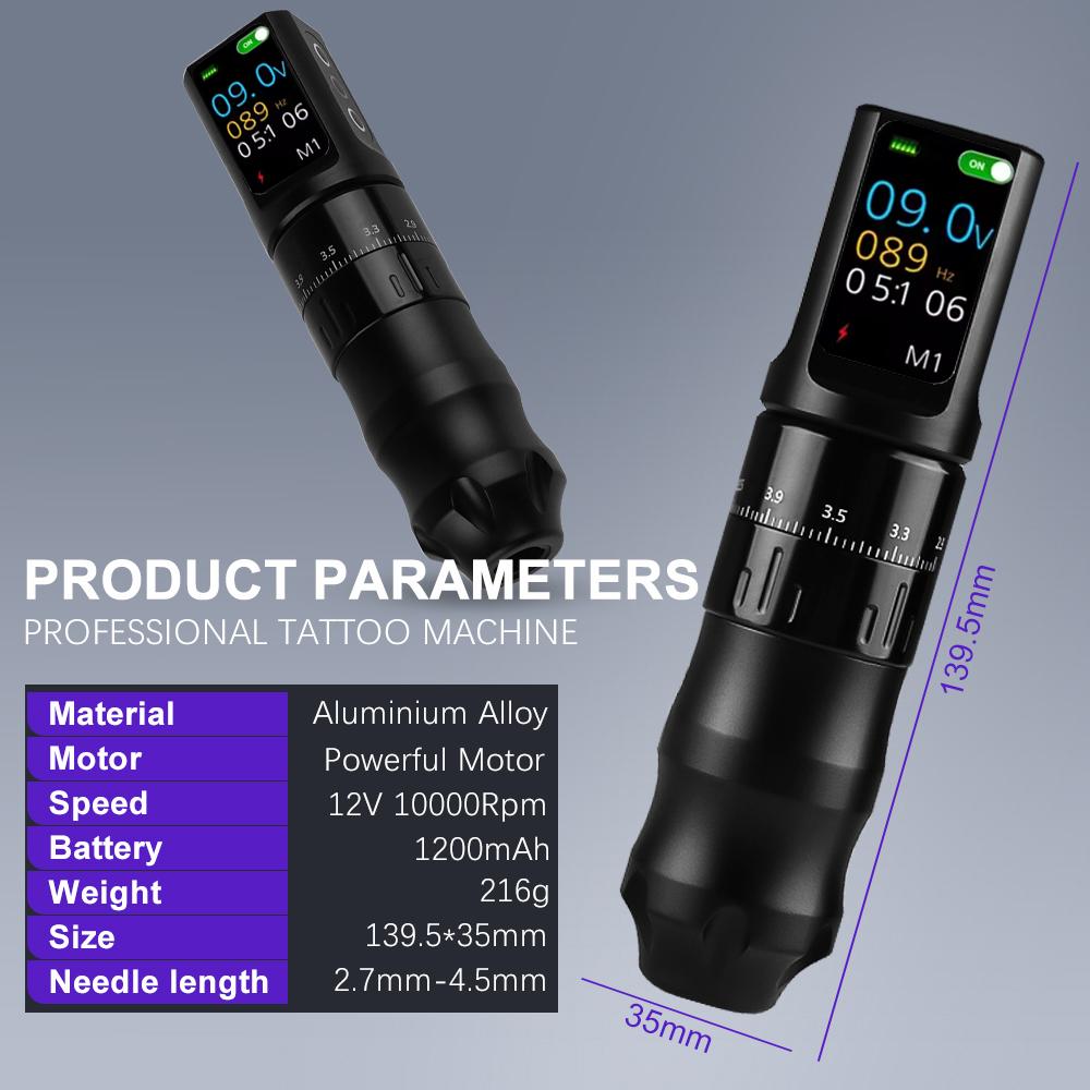 Professional New Wireless Tattoo Pen Machine with OLED Display Permanent Makeup Machine Tattoo Machine Pen with 1200mAh Battery