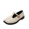 Soft Leather Version~ Square Head T-Buckle Retro Mary Jane Small Leather Shoes Versatile Loafer Shoes Commuter Flat Shoes Women