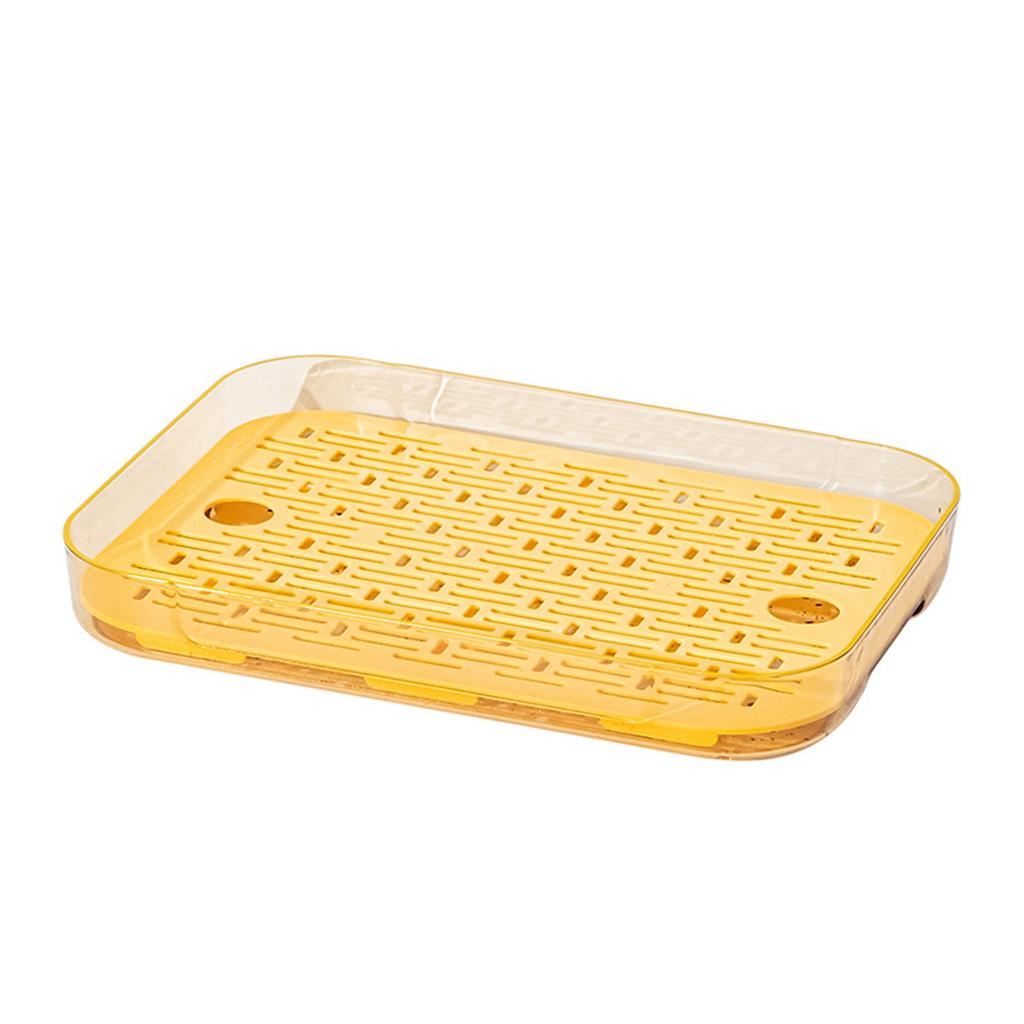 Dish Drain Tray Clear Rectangular Simple Appearance Plastic Double Layer Tea Tray for Kitchen Living Room