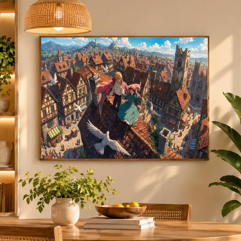 5D Diamond Painting Howl's Moving Castle DIY Full Drill Diamond Art Kit Home Decoration