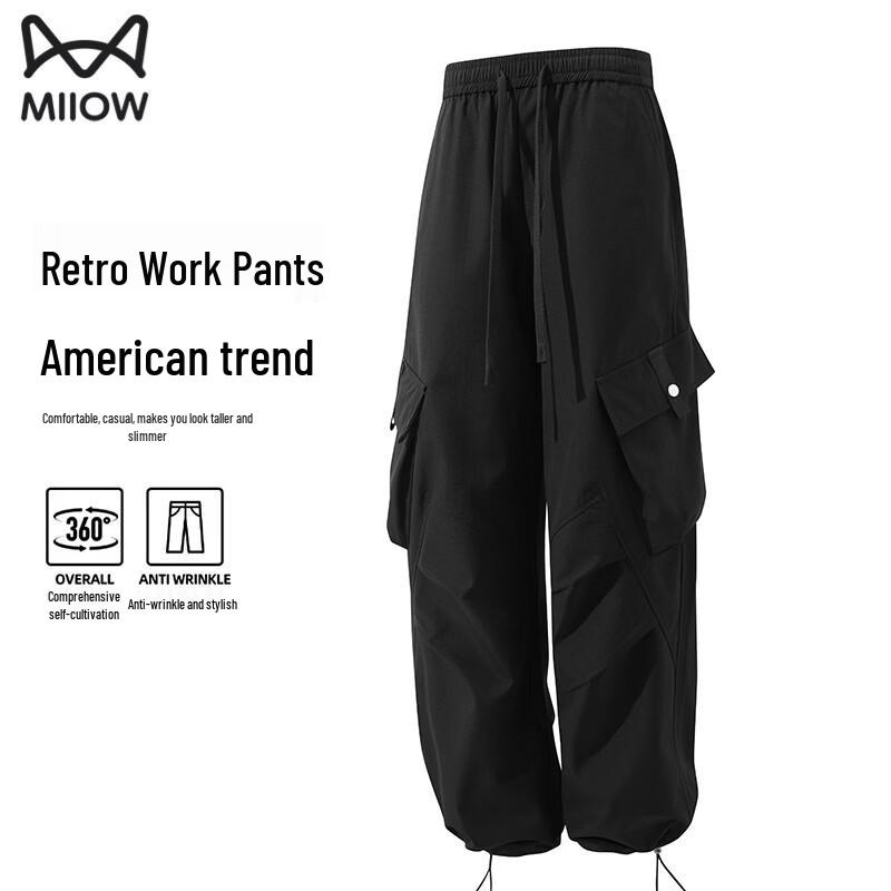 MiiOW Men s Autumn/Winter Thermal Casual Cargo Pants S