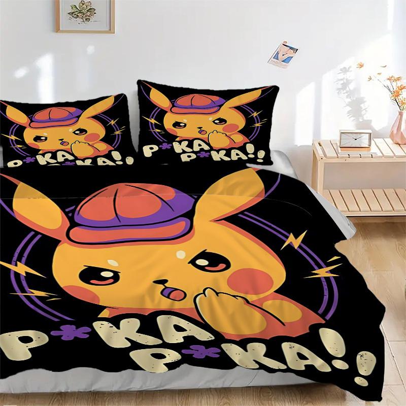 

Набор из 3 предметов: Пододеяльник Пикачу - Можно стирать в машине, Включает 1 пододеяльник и 2 наволочки, Наполнитель не входит в комплект, Всесезонный домашний декор для общежитий 135x200cm