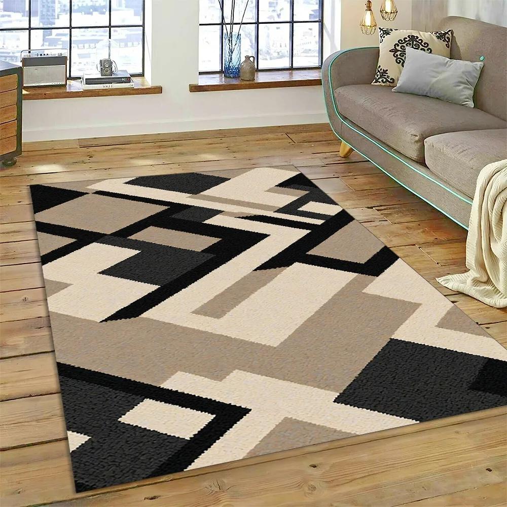 2025 New Style Bohemian Abstract Modern Art Geometry Carpet Rug for Living Room Bedroom Home Sofa Decoration,Non-slip Floor Mat