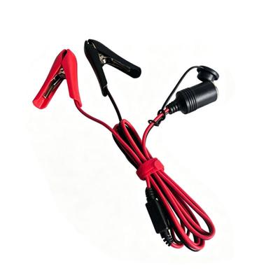 Female 12V 24V Outlet Power Cable with Battery Clamps Protective Cap and Holder Section 1.8 M for Vehicle Service and Tire Inflator Use