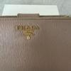 Used PRADA Saffiano Leather Bi-fold Wallet Beige