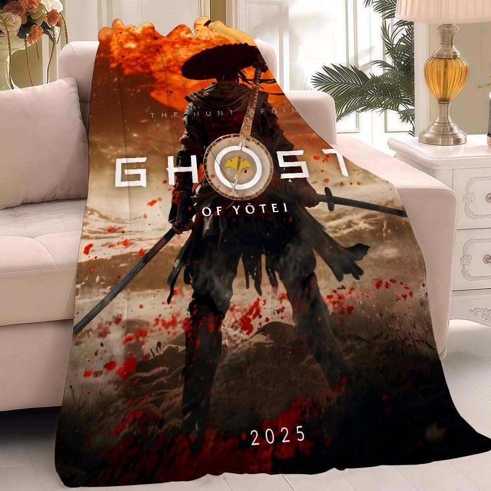 Game G Ghost of Tsushima Blanket Warm And Soft Suitable For Bedroom Living Room Sofa Bed Office Travel Camping