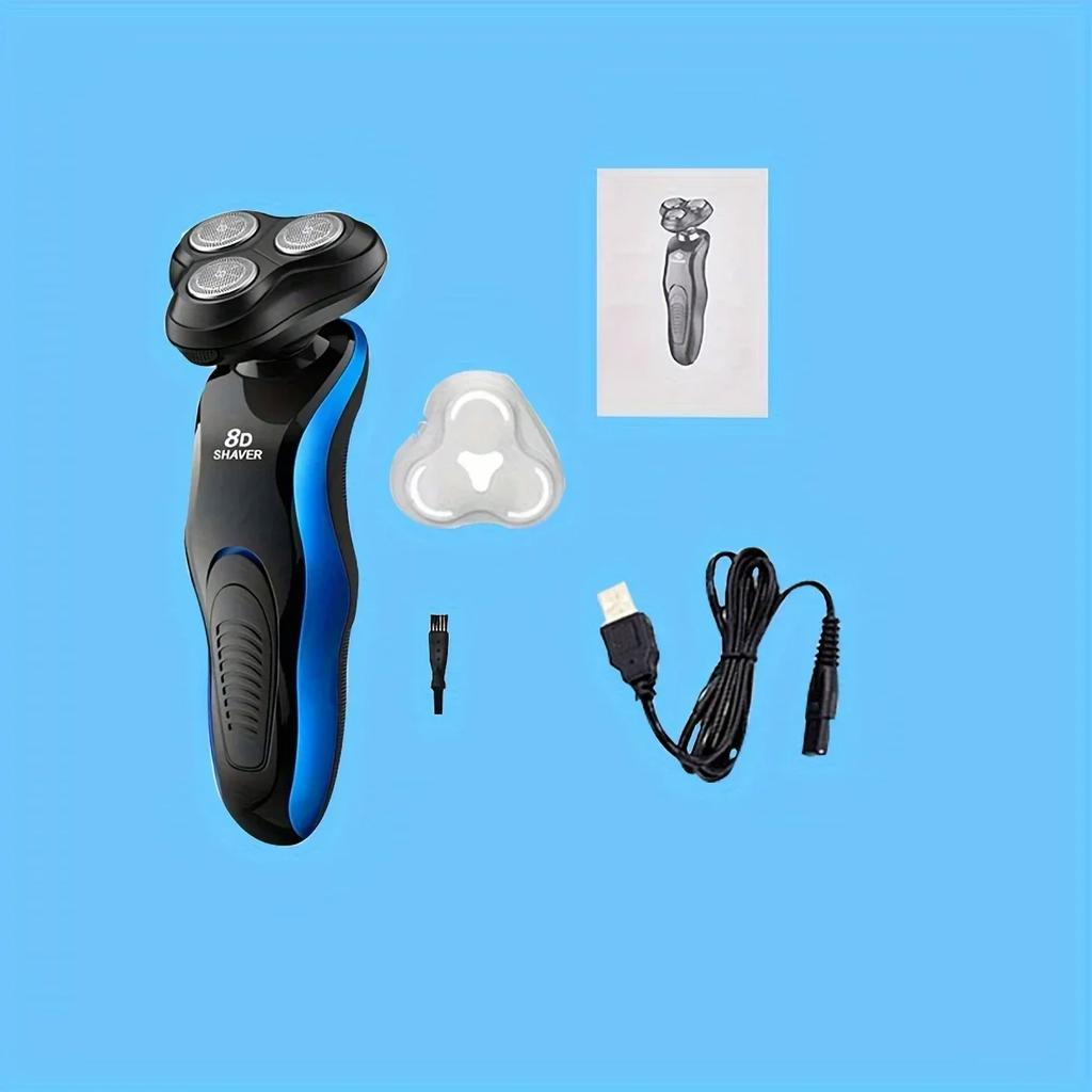 1PC Multi-Functional Men's Grooming Kit - 8D USB Rechargeable Electric Shaver for Face/Beard/Body Waterproof & Washable
