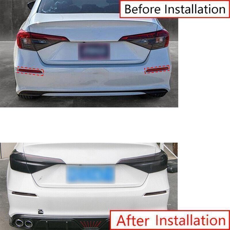 2P Black Exterior Rear Fog Light Lamp Strip Cover Trim For Honda Civic 22-2024