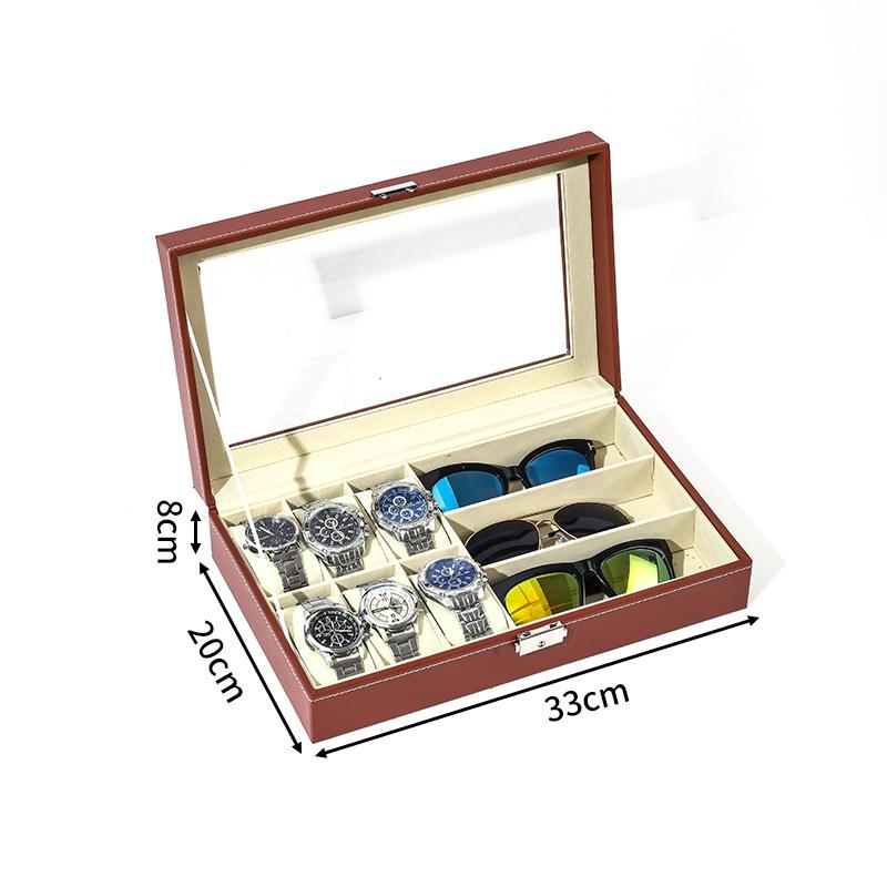 Delesys 2/3/4/5/6/8/9/10/12/20 Slots Household Multi Functional Watch And Jewelry Storage Box Pu Leather Watch Display Case