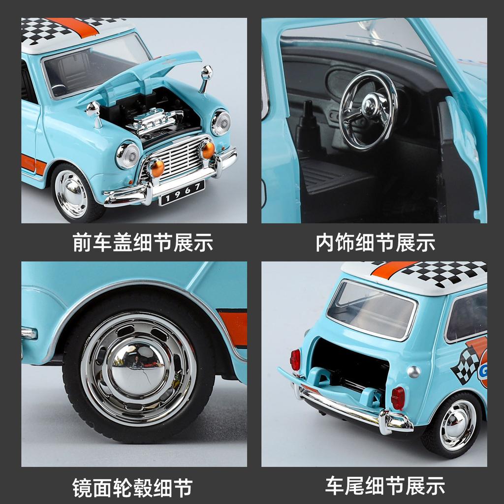 1:32 Mini Cooper S Classic Alloy Model Toy Vehicles Model Simulation Sound Light Collection Kids Gifts