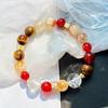 Natürliches Tigerauge Honigmilch Abdeckung Citrin Weißer Kristall Chalcedon Armband Armband
