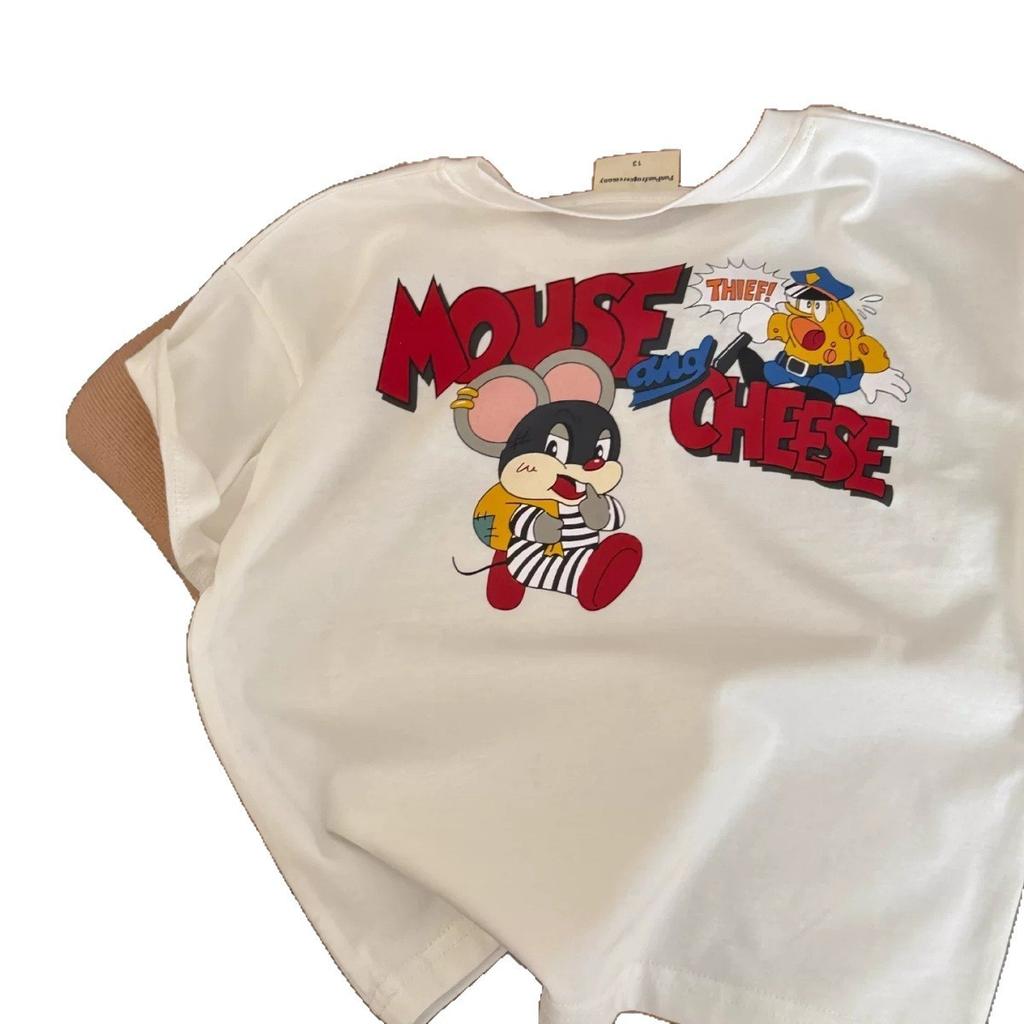 Kids Summer Lightweight Cotton Short Sleeve T Shirt Cute Cartoon Top for Boys and Girls