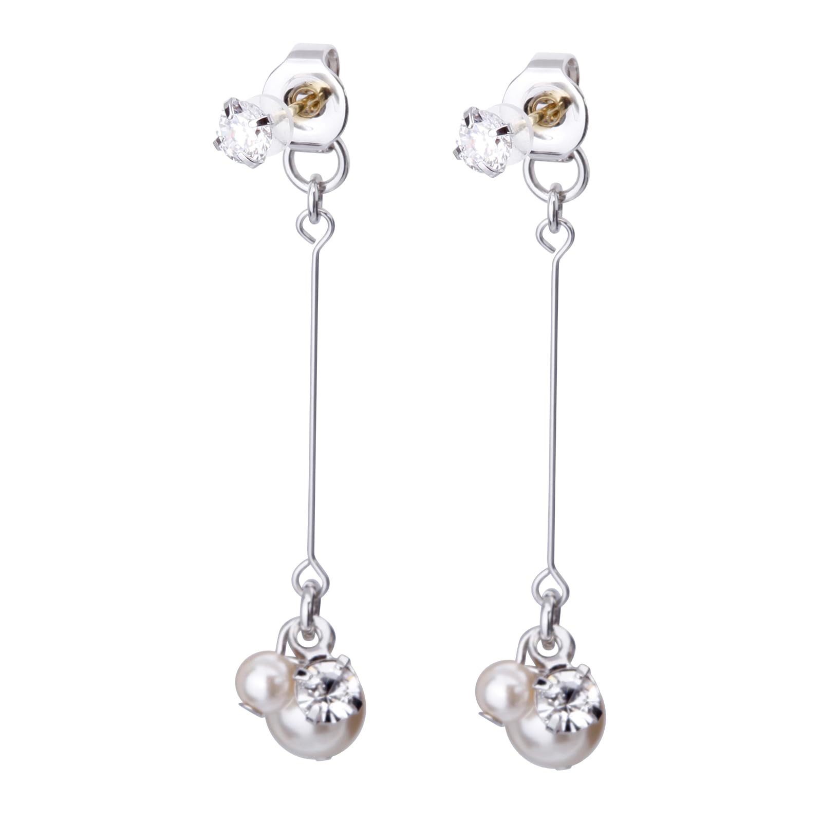 

LOKUMI Made in 18K K18 Back Swing Nickel Cubic Earrings, Japan, Gold, Post, K18, Hypoallergenic, 2-Way, Pearl, Bijou, Catch, Earrings, Long, Women s,