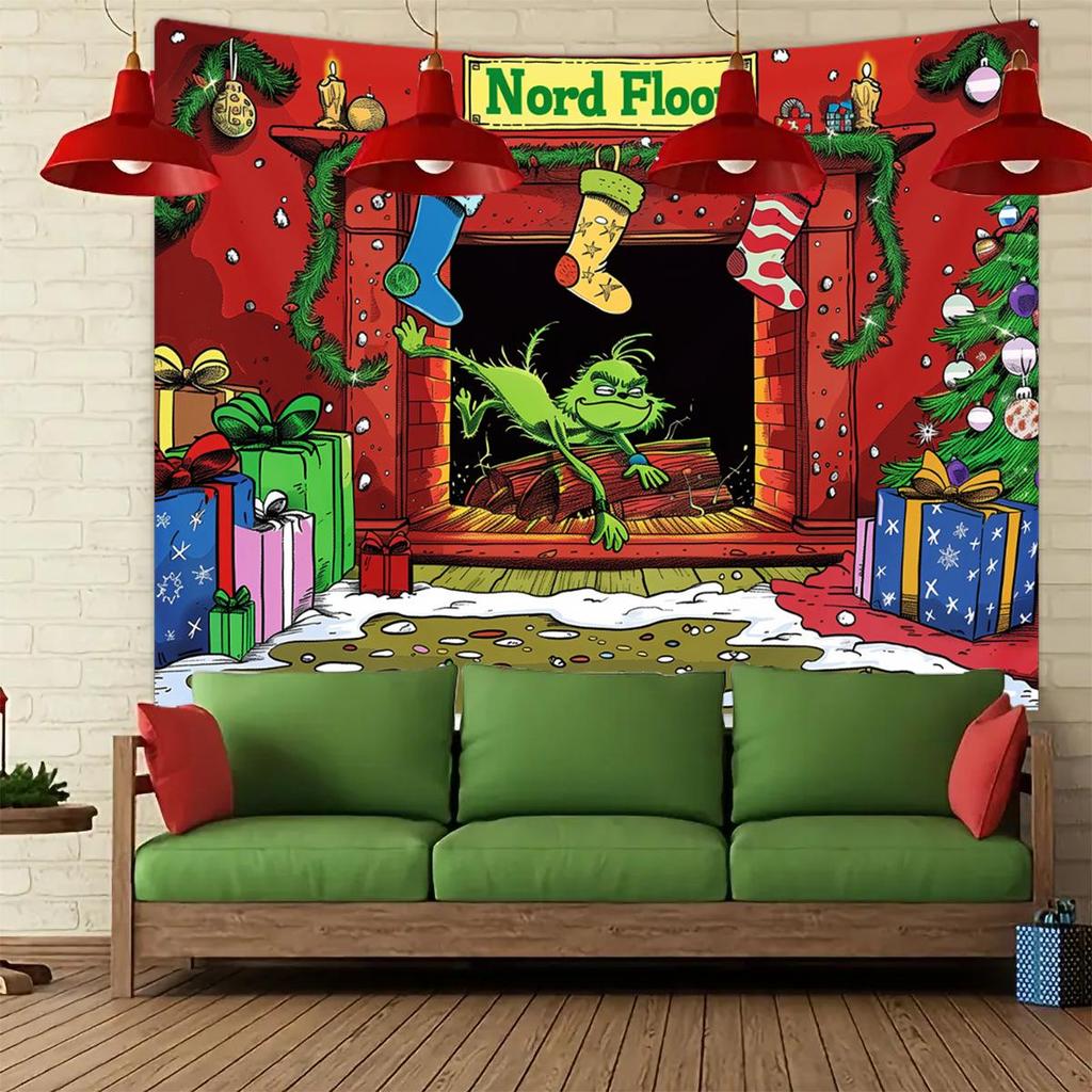 Festive Christmas Tapestry: Merry Christmas Party Banner & Backdrop Cloth Decoration