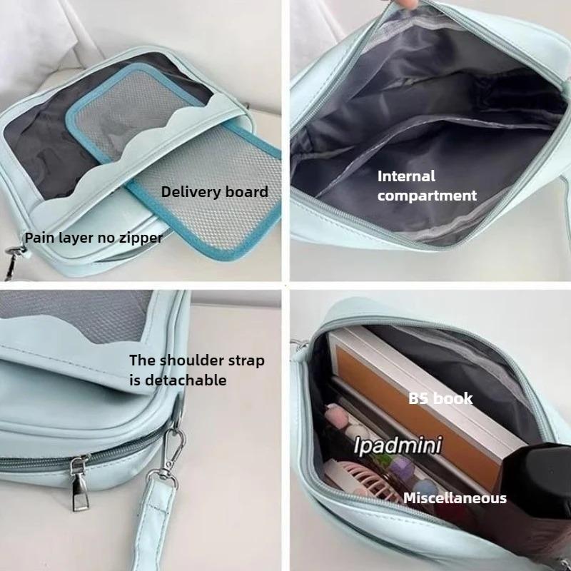 Large Capacity Single Shoulder Bag Transparent Pocket Crossbody Bag Multifunctional Handbag Women's Bag