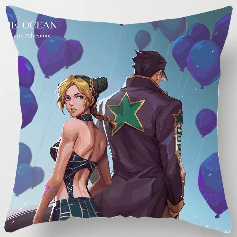 Anime Jojo Bizarre Adventure Jotaro Cushion Cover For Sofa Home Decorative Throw Pillow Cover Polyester Pillowcase Support