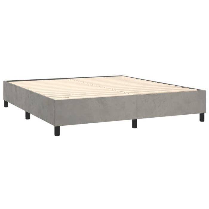 Lit - Maison Exclusive - 180x200cm - Velours Gris clair - Tête de lit réglable