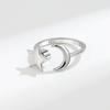 Rotating Star Moon Open Ring For Women Adjustable Spinning Index Finger Band Fashionable Celestial Jewelry Gift