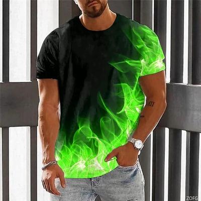 T-shirt da uomo con stampa 3D Grafica Fiamma Outdoor Manica Corta Girocollo Top Magliette Pullover Streetwear Sportiva Abbigliamento Oversize